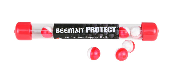 Beeman Protect BP50 .50 Caliber Red/White Pepper Balls (10 Count Tube)