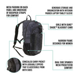 Allen GWG Girls With Guns Midnight Deluxe Backpack with Lockable Concealed Carry, Black/Shade Blackout Camo