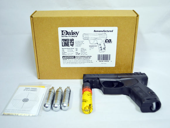 Daisy PowerLine 426 Black Air Pistol Kit with 3 CO2 Tanks, BBs & Targets (Refurbished)