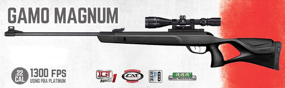 Gamo Magnum .22 Caliber 1300 FPS PBA Platform Air Rifle with Scope (Refurbished)